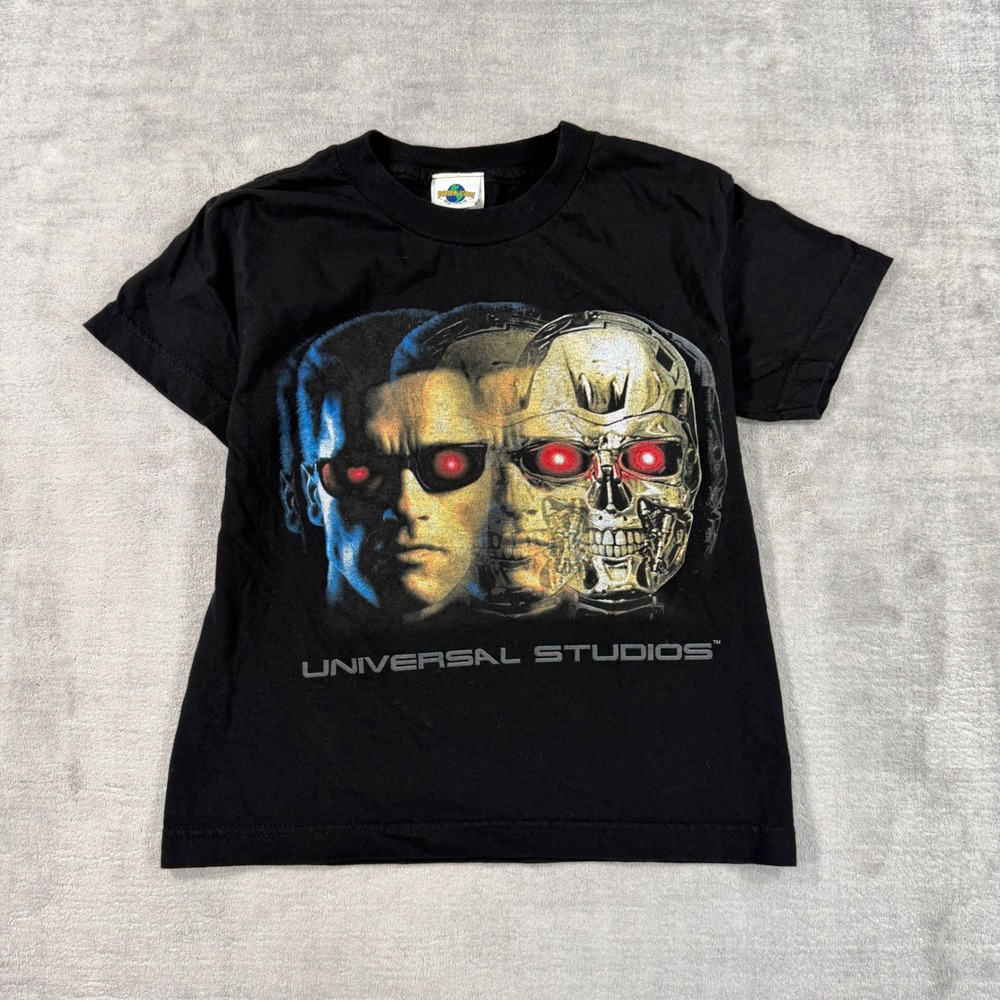 Terminator T2 Shirt Youth XS Black Graphic Arnold T800 Movie Universal Studios